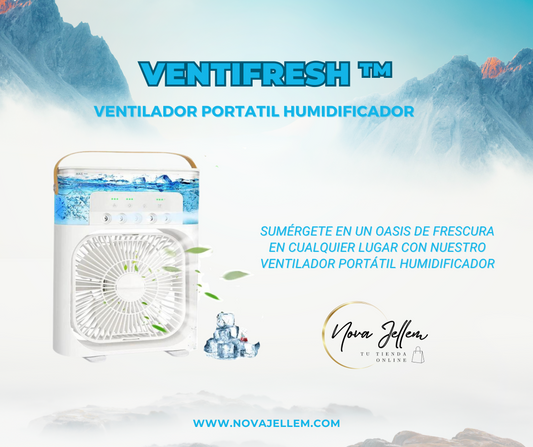 VENTILADOR PORTATIL HUMIDIFICADOR CON AROMA / VENTIFRESH - Nova Jellem