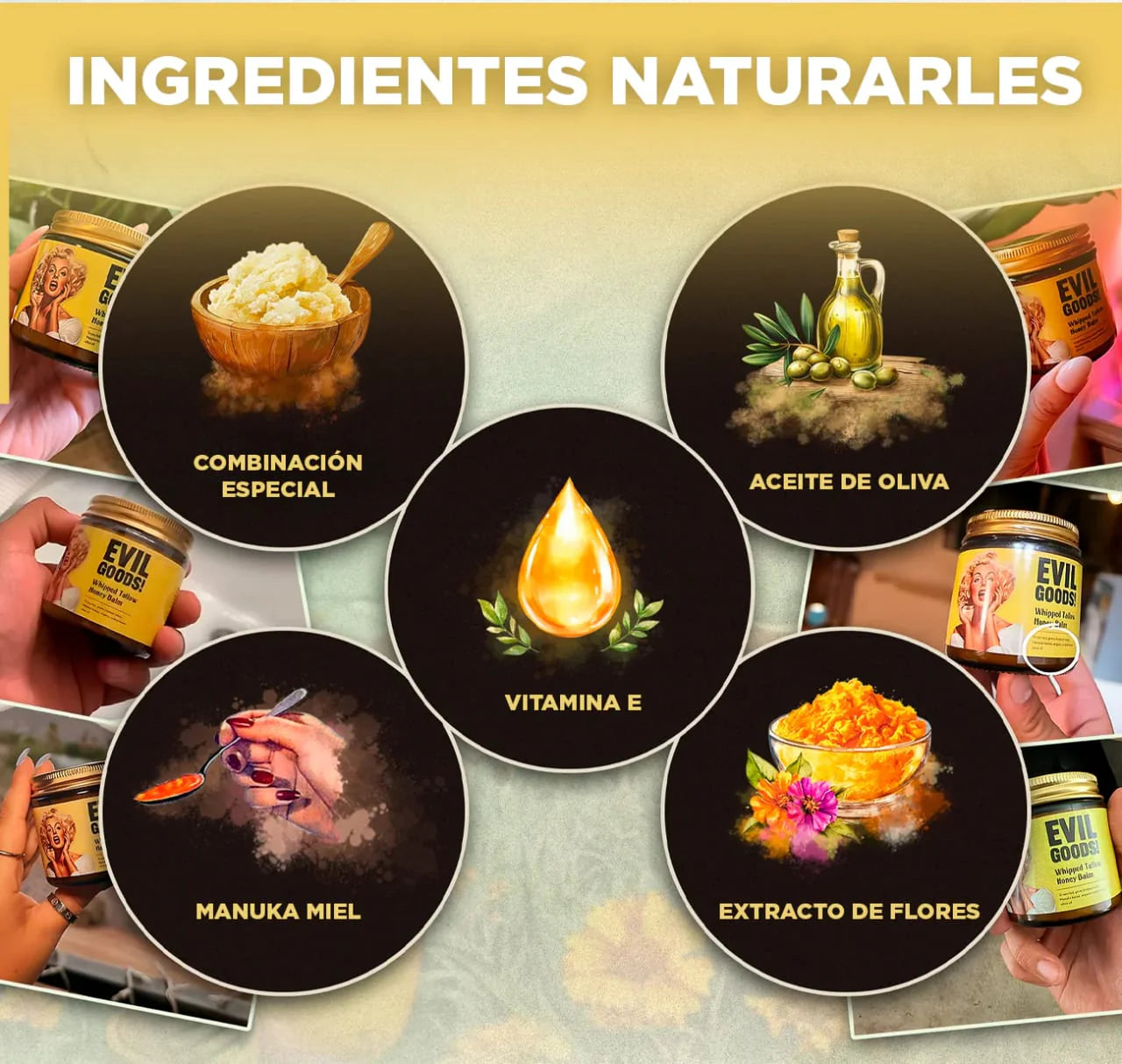 Evil Goods ® Balsamo de miel y sebo de res anti envejecimiento – TU TIENDA